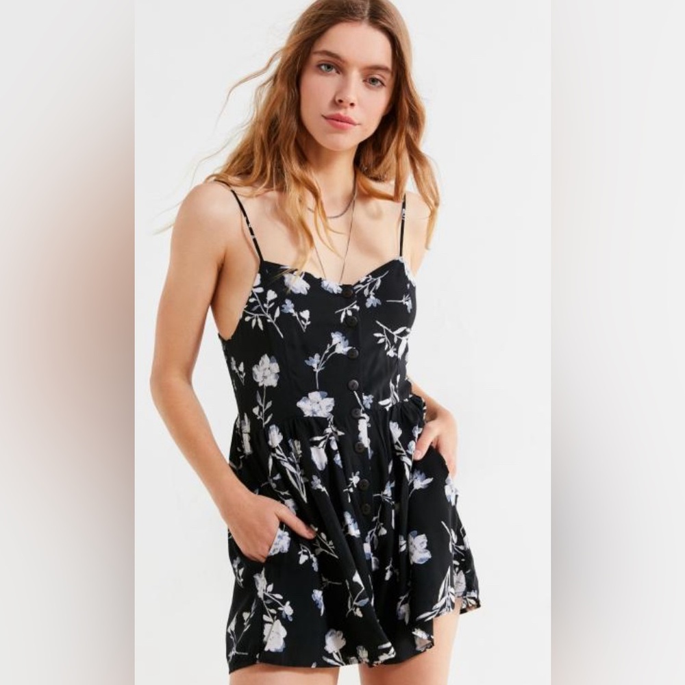 Urban Outfitters Poppy Sweetheart Button Down Romper